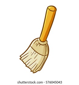 Cute broom with vintage style standing - vector
