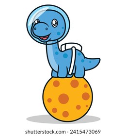 CUTE BROTOSAURUS DINOSAUR IN OUTER SPACE