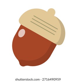 Lindo icono de bellota marrón. Vector.