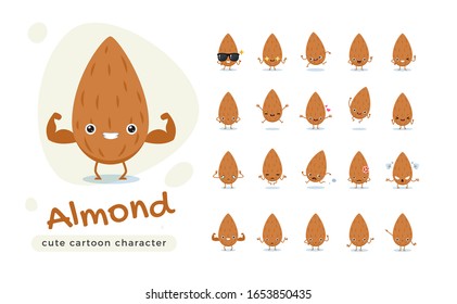 The Cute Brown Almond. Isolated Vector Illustration