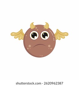 CUTE BROWN BALL PLUFFY MONSTER VECTOR 1