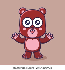 Cute brown bear animal cartoon character vector Illustration