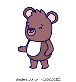 cute brown bear cartoon character on white background vector illustration