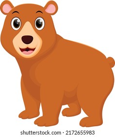 Cute-brauner Bärenkartoon einzeln auf weißem Hintergrund