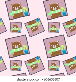 Cute brown bear character and lovable cartoon. awesome t-shirt, mug, bag lunchbox, wallpaper, wrapper, poster and banner flat design for kids. vector illustration