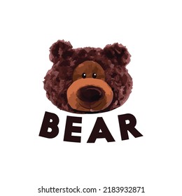 Cute brown bear doll vector illustration. Funny bear.