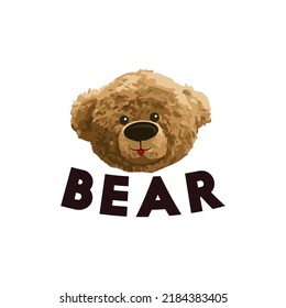Cute brown bear doll vector illustration. Funny bear.