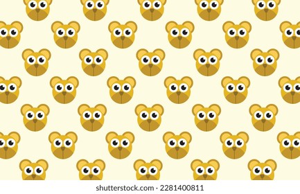 Cute brown bear face background template copy space for poster, brochure, banner, leaflet, pamphlet, or flyer