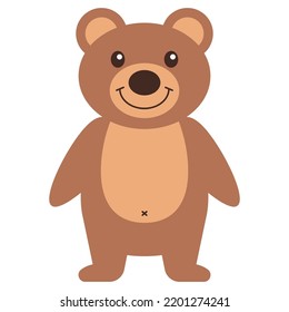 Oso marrón lindo. Un divertido juguete para niños. Carácter en un fondo blanco. Ilustración aislada del vector.