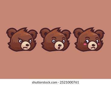 cute brown bear head mascot good for icon