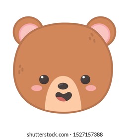 cute brown bear head on white background vector illustration