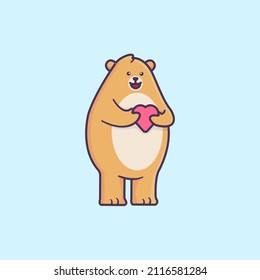 Cute Brown Bear with Heart