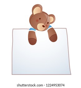 Cute brown bear holding a blank signvector