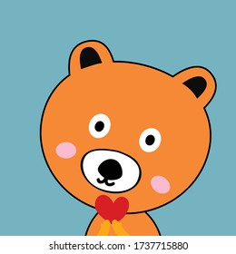 cute brown  bear  hug  red heart   vector  cartoon design for art and print  vector eps.10