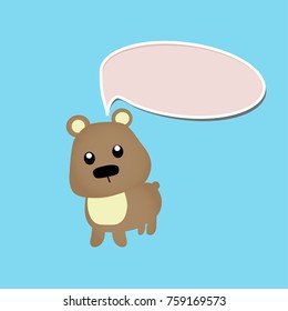 Cute brown bear with place for text. Cute bear toy or animal presenting or thinking about something