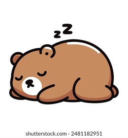 cute brown bear sleeping cartoon illustration