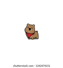 Cute brown bear smiling, vector illustration