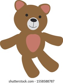cute brown bear toy vector illustration