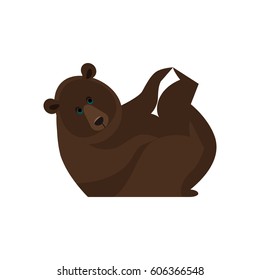 Cute brown bear vector icon