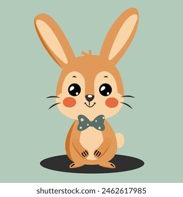 Cute Brown Bunny Vector Art