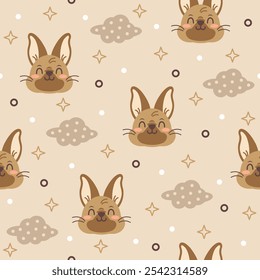 Bonito Coelho Marrom Padrão Vetor Design De Moda.