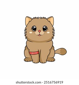 Cute brown cartoon cat image, vector type image suitable for t-shirt screen printing, book covers, stickers and wrapping paper