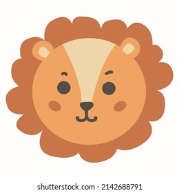 cute brown cartoon lion cub on white background
