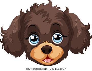 Cute brown cartoon puppy with big eyes