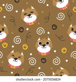 Cute brown cat cartoon pattern  design