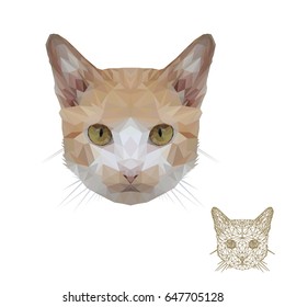 Cute brown cat and kitten with polygon design