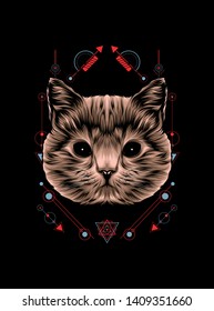 cute brown cat with sacred geometry pattern