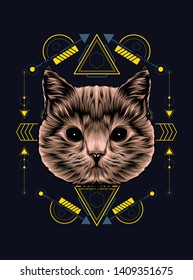 cute brown cat with sacred geometry pattern