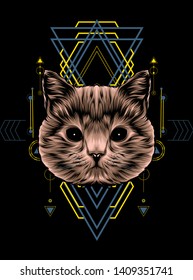 cute brown cat with sacred geometry pattern