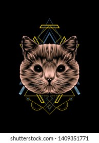 cute brown cat with sacred geometry pattern