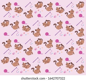 CUTE BROWN CATS CARTOON PATTERN