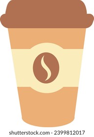 cute brown coffee cup icon with flat coffee day style