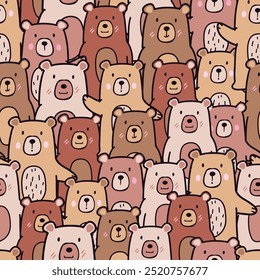 Cute brown color gummy bear cartoon seamless pattern