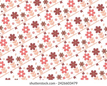 cute brown color spring flower seamless background pattern