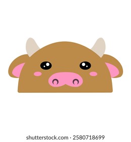 cute brown cow vector, cute cow vector. drawing cartoon cow face, drawing cow face easy and simple full color