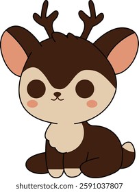 Cute Brown Deer Sitting Calmly