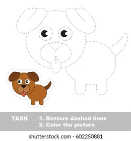 Cute Brown Dog. Dot to dot educational game for kids.