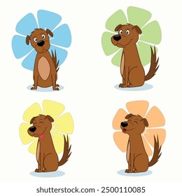 Cute brown dog with multiple poses vector