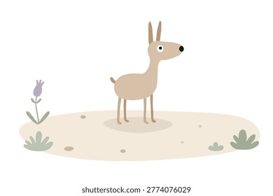 Cute brown dog. Pet on walk. Vector cartoon illustration. Isolated on white background.