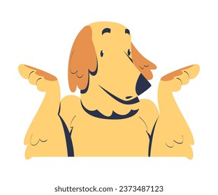 Cute Brown Dog Pet with Puzzled Snout Vector Illustration