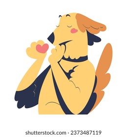 Cute Brown Dog Pet Send Kiss Feel Love Vector Illustration