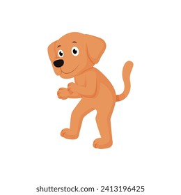 Cute Brown Dog Sneaking Cartoon Character. Dog Walking Tip Toe Quietly Vector Illustration