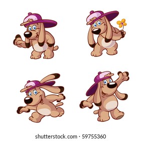 cute brown dog vector set