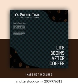 cute brown drink coffee shop social media post template