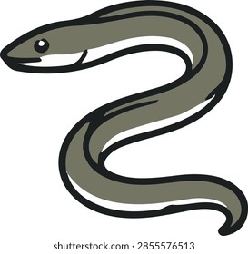 Cute Brown Eel Illustration Vector Isolated on White Background