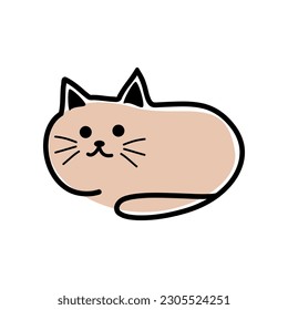 Cute brown fat cat sleep cartoon icon flat vector design